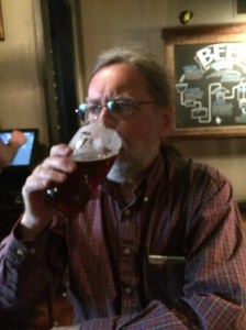 Mike enjoying a pint.